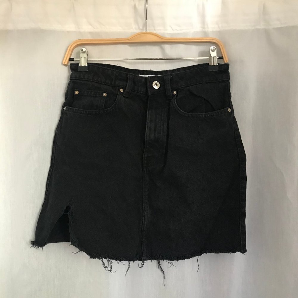 Zara Black Denim Mini Skirt